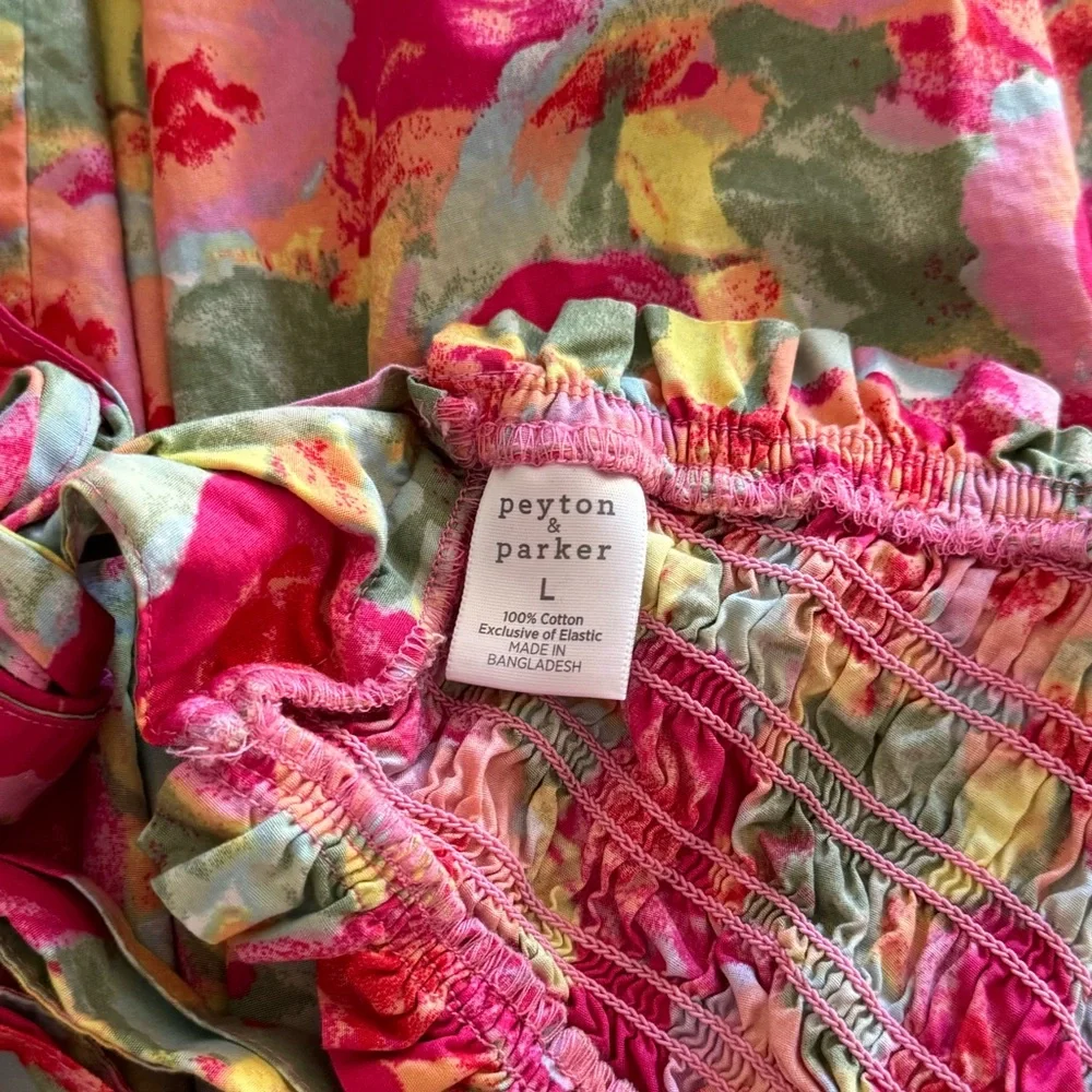 Peyton & Parker Women's Short Sleeve Floral Print Maxi Dress Size L Boho Summer